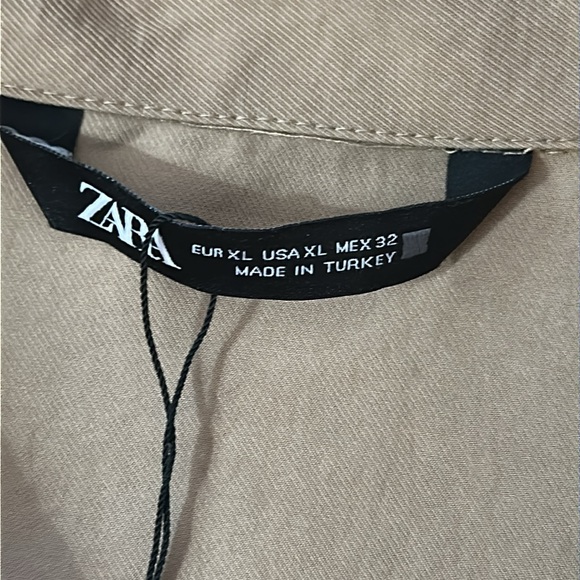 🎤🎉 Zara Beige Button Down Shirt Dress with Belt Sz XL - Picture 10 of 16